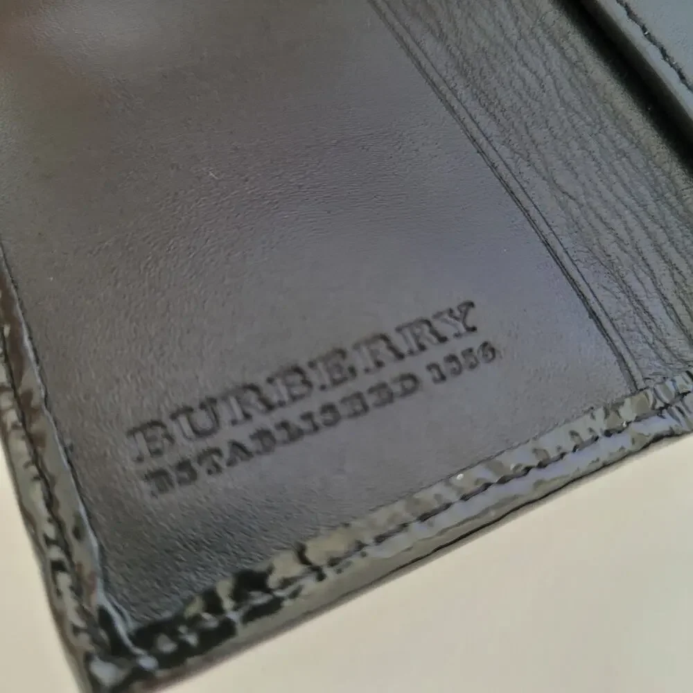 Burrbery Key Hooks Holder Case Wallet Logo Black Gray Check Trifold Designer